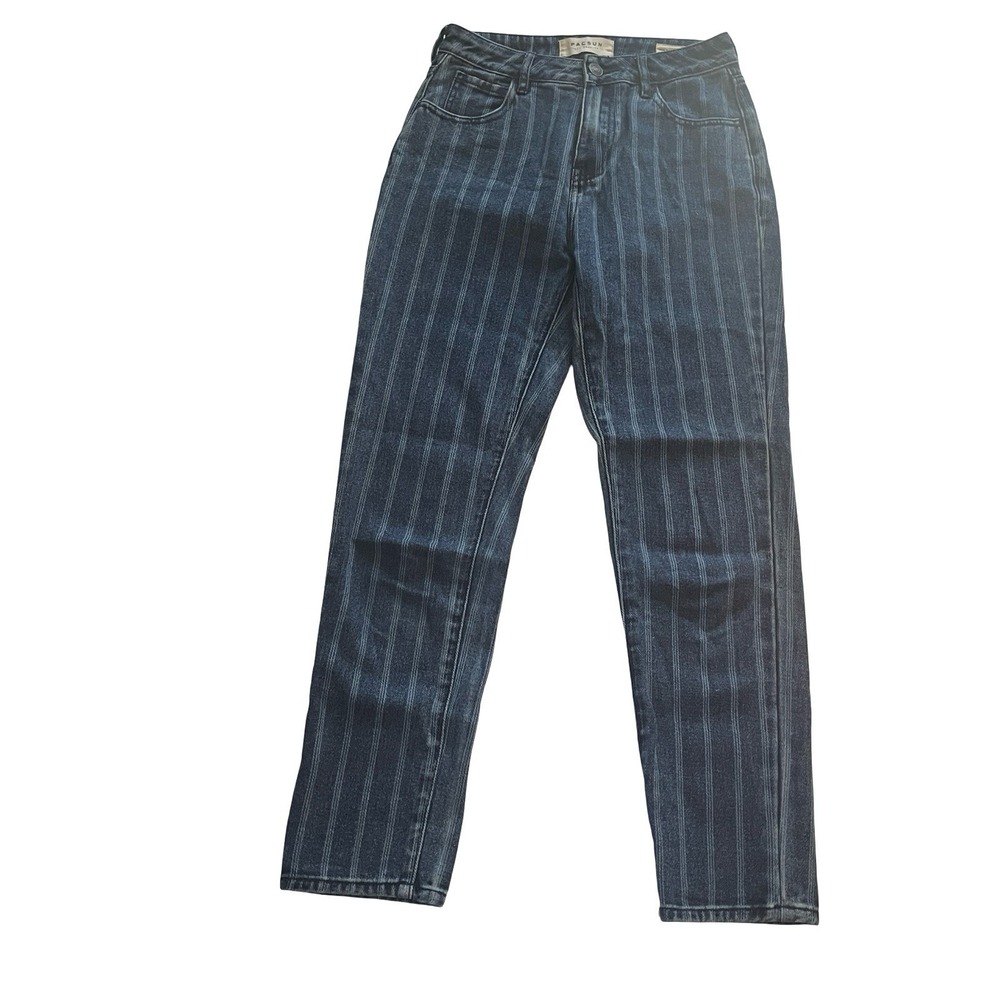 Pacsun Women's Size 23 Mom Jean Medium Wash Stripes 100% Cotton Preppy